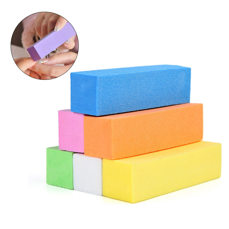 Nail File Titanium - 2個耐久性のあるスポンジ爪やすりバッファバフ研磨ブロックuvジェルポリッシュマニキュアペディキュアネイルアートツールホワイト/ピンク