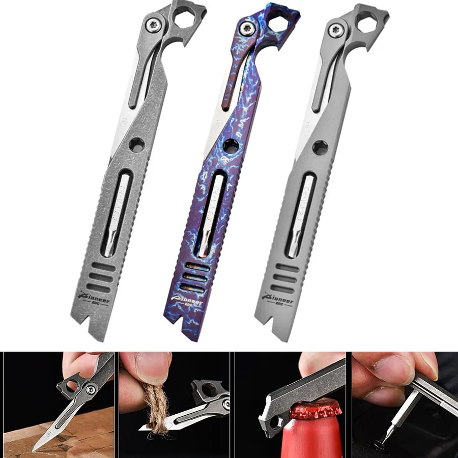 Titanium Pry Bar - Tc4-多機能チタン合金ドライバー,スケープロスライダー,抗ストレス,屋外キャンプオープナー,edcハンドツール