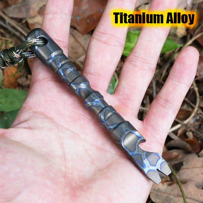 Titanium Pry Bar - 多機能クラウンバー,チタン合金,栓抜き,高硬度,自己防衛窓用,tc4