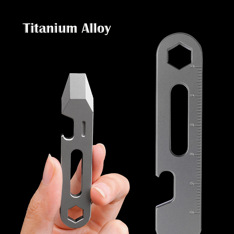 Titanium Pry Bar - 8 センチメートル CNC TC4 チタン合金バール栓抜き段階スケール六角レンチ EDC