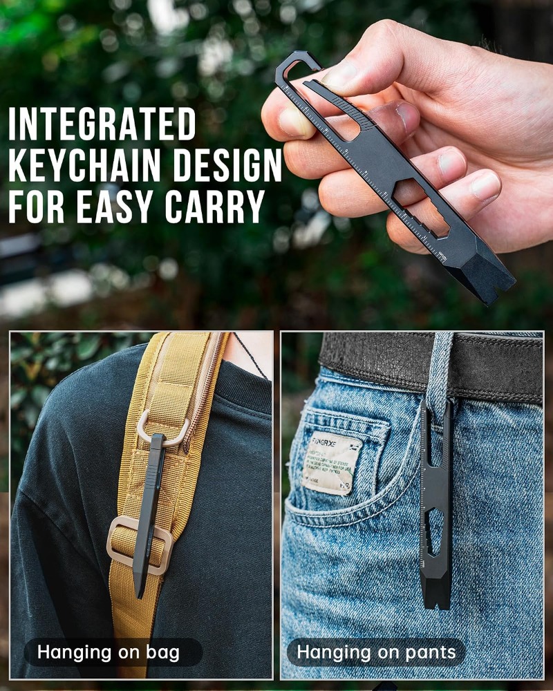 チタン合金製キーチェーン型バール、小型で携帯性に優れた多機能 - Titanium Pry Bar のレビューと価格