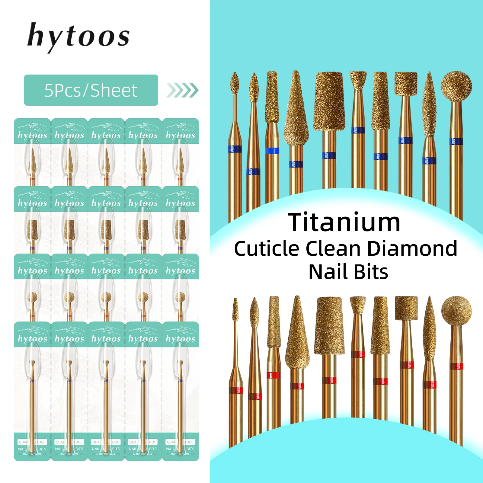 HYTOOS 5個セット チタン製ネイルドリルビット ダイヤ - Nail File Titanium のレビューと価格