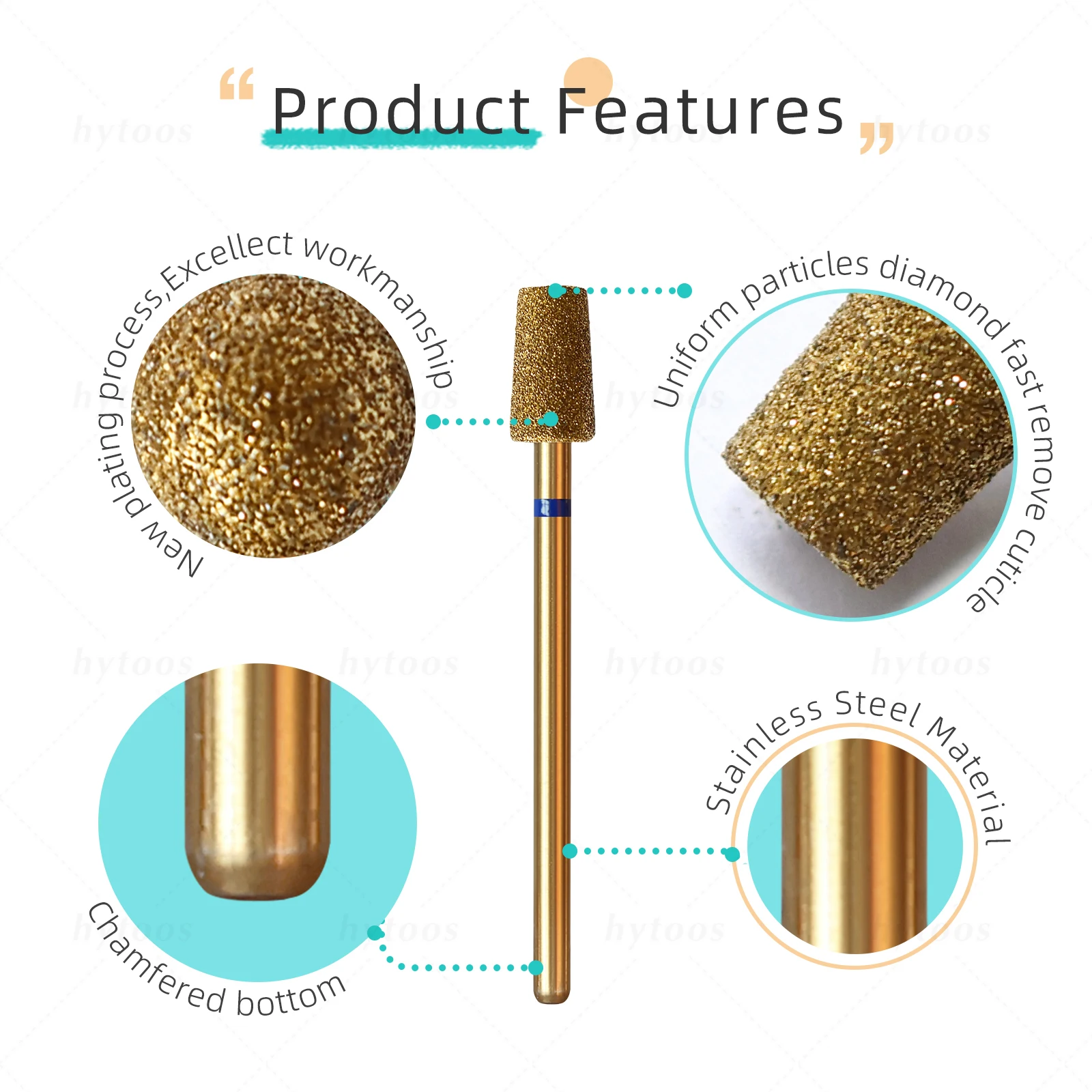HYTOOS 5個セット チタン製ネイルドリルビット ダイヤ - Nail File Titanium のレビューと価格