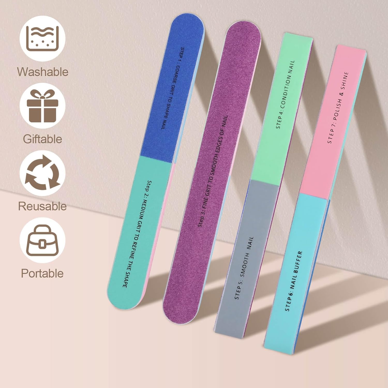 1/5 個ネイルファイル 7 面研磨ツールマニキュアペディキ - Nail File Titanium のレビューと価格