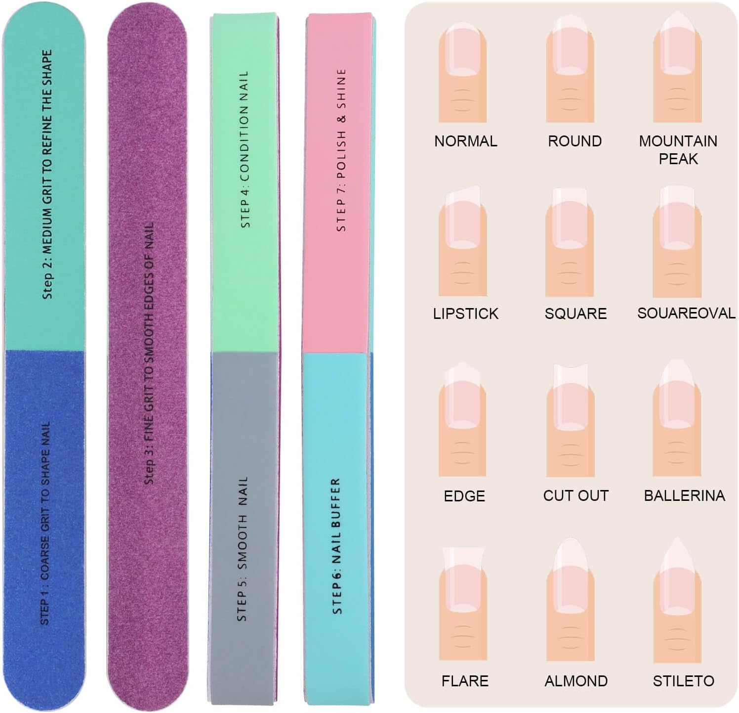 1/5 個ネイルファイル 7 面研磨ツールマニキュアペディキ - Nail File Titanium のレビューと価格