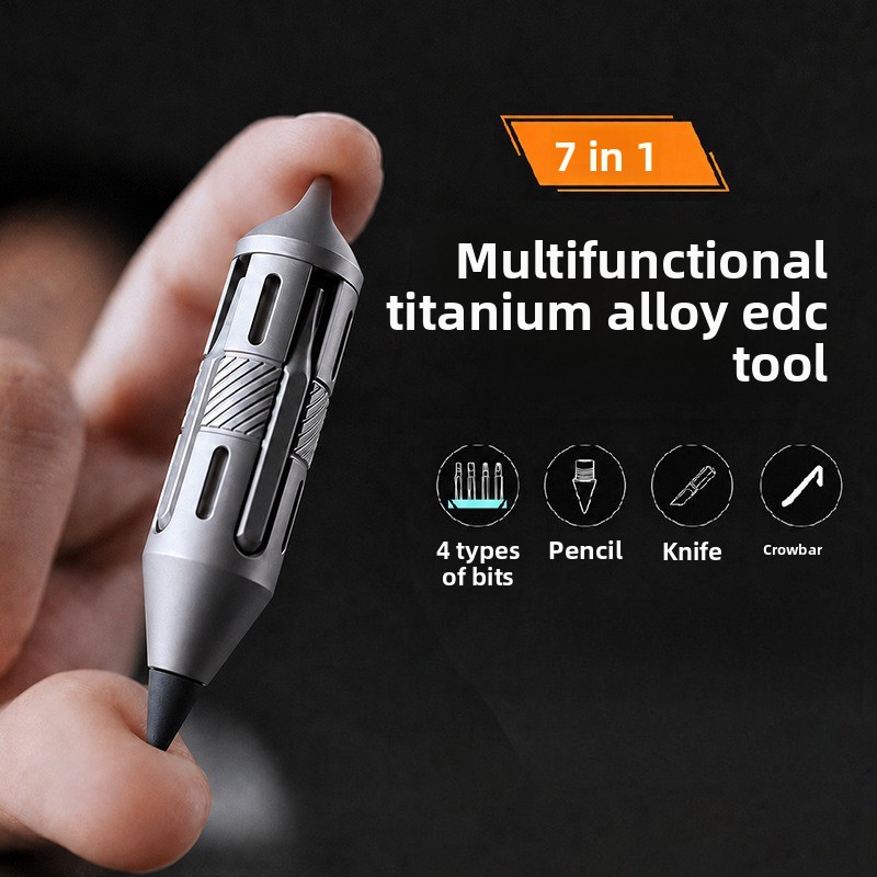 7in1チタン製EDC多機能ツールペン。ドライバー、バール、 - Titanium Pry Bar のレビューと価格