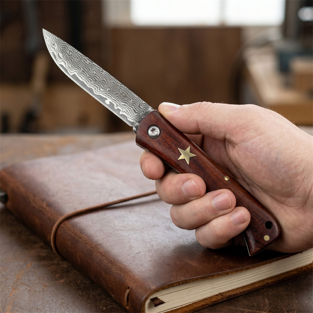コンパクトアウトドアサバイバルダマスカス折りたたみポケットナ - Edc Pocket Carry Fixed Blade のレビューと価格